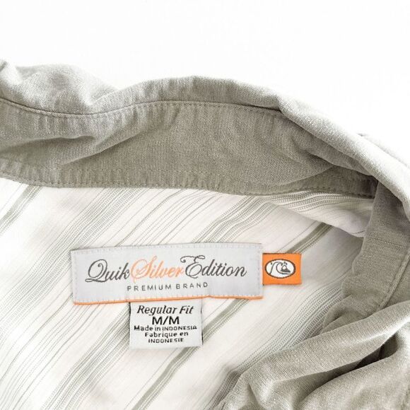 Quiksilver Edition Mens Camp Shirt Casual Button Down Green Regular Fit Medium - Picture 3 of 7